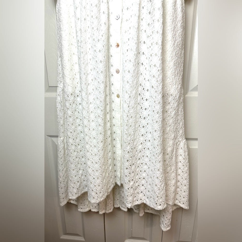 New OLI + HALI Camilla Midi Dress White Eyelet Boho Oversized Cotton Tiered Knit - Picture 6 of 12